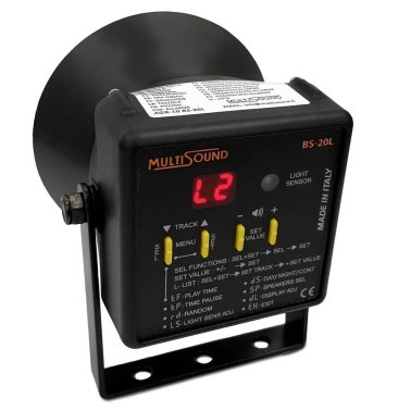 Dispositivo Acústico Afastar Aves MultiSound BS-20L – Estorninhos, Pombos, Gaivotas